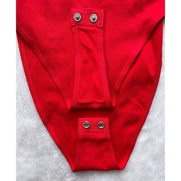 NWT Zara Sweetheart Neckline Off-the-Shoulder Bodysuit with Knot in Red, Small - Picture 13 of 14